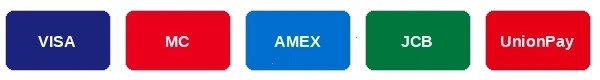 支持的支付方式包括VISA万事达等信用卡和借记卡